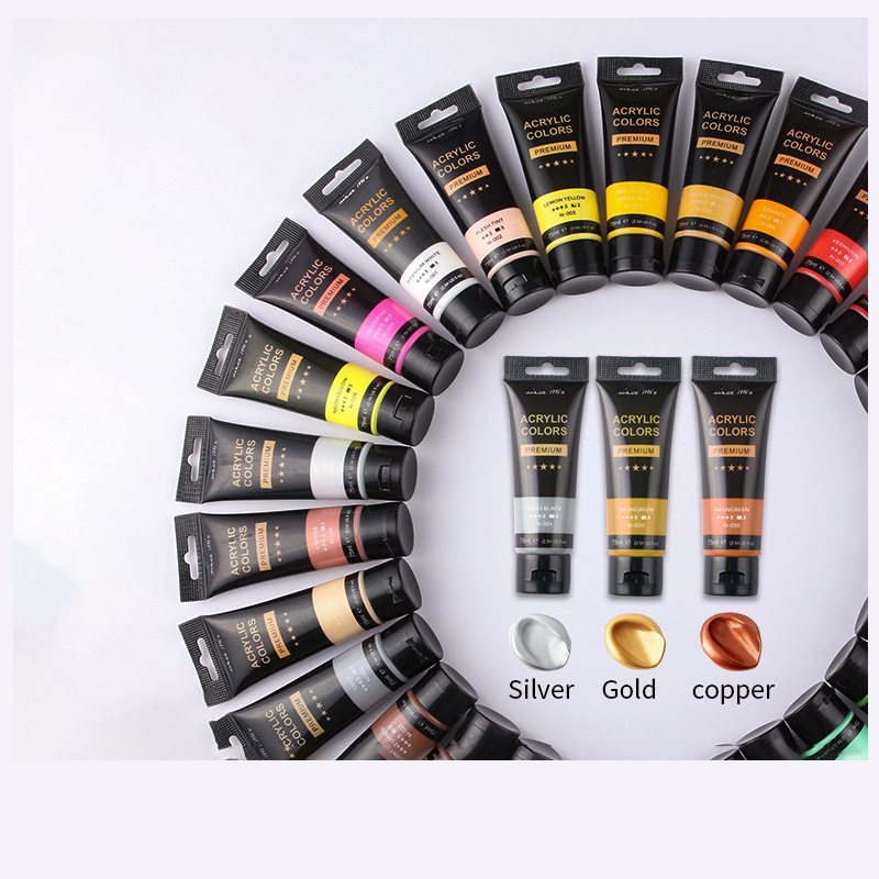 Factory customized 75ml acrylic paint children graffiti paint 30 colors optional set plastic hose waterproof wall painting