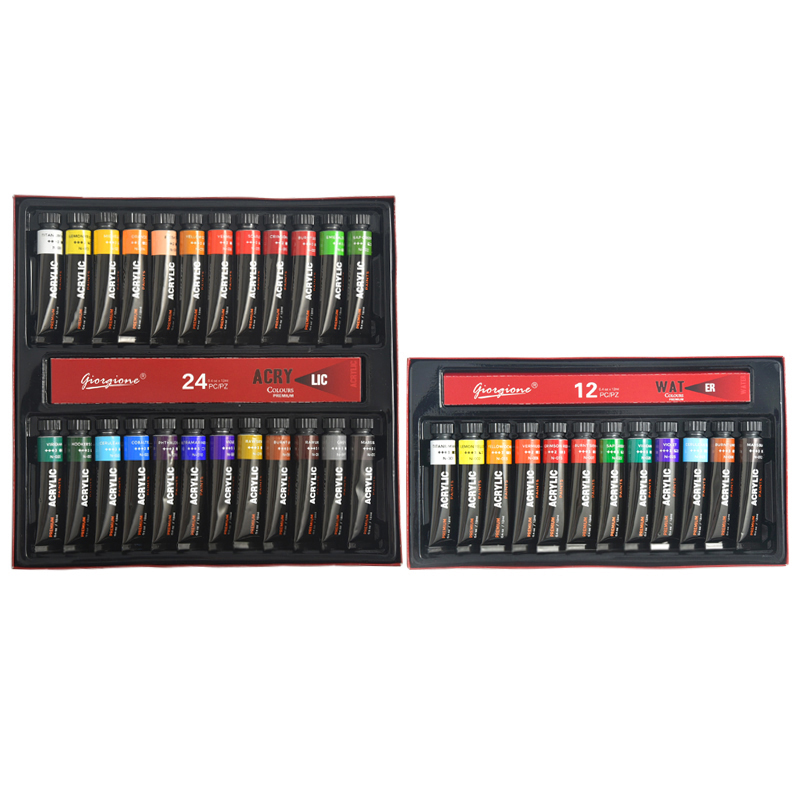 Factory wholesale acrylic paint 12ml 24-color painting acrylic set aluminum tube