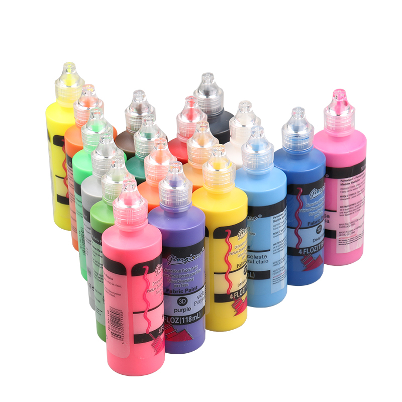 18 Colors 118ml Plastic Tubes 3D Fabric Paint Set For Artists Painting