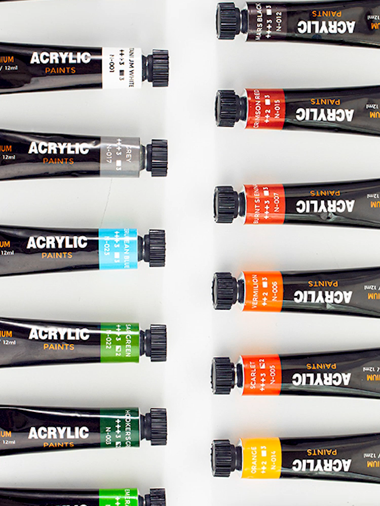 New Style Neutral Packing 12 Colors 12ml Aluminum Tubes Acrylic Painting Set