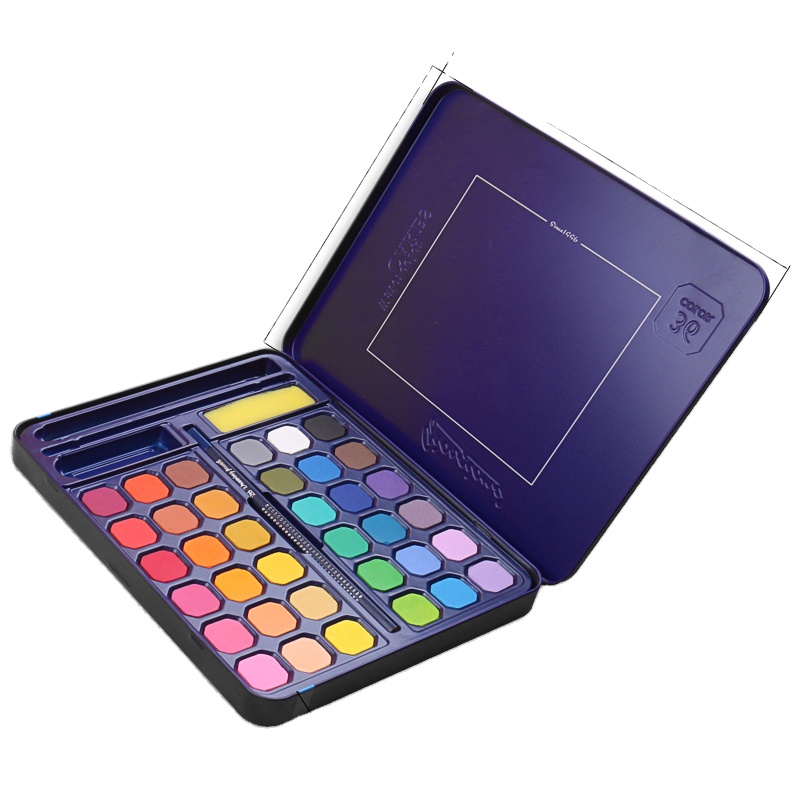 2020 Foreign Trade 36 Colors Ultra-Thin Tin Box Solid Watercolor Paint Set With Free Gifts