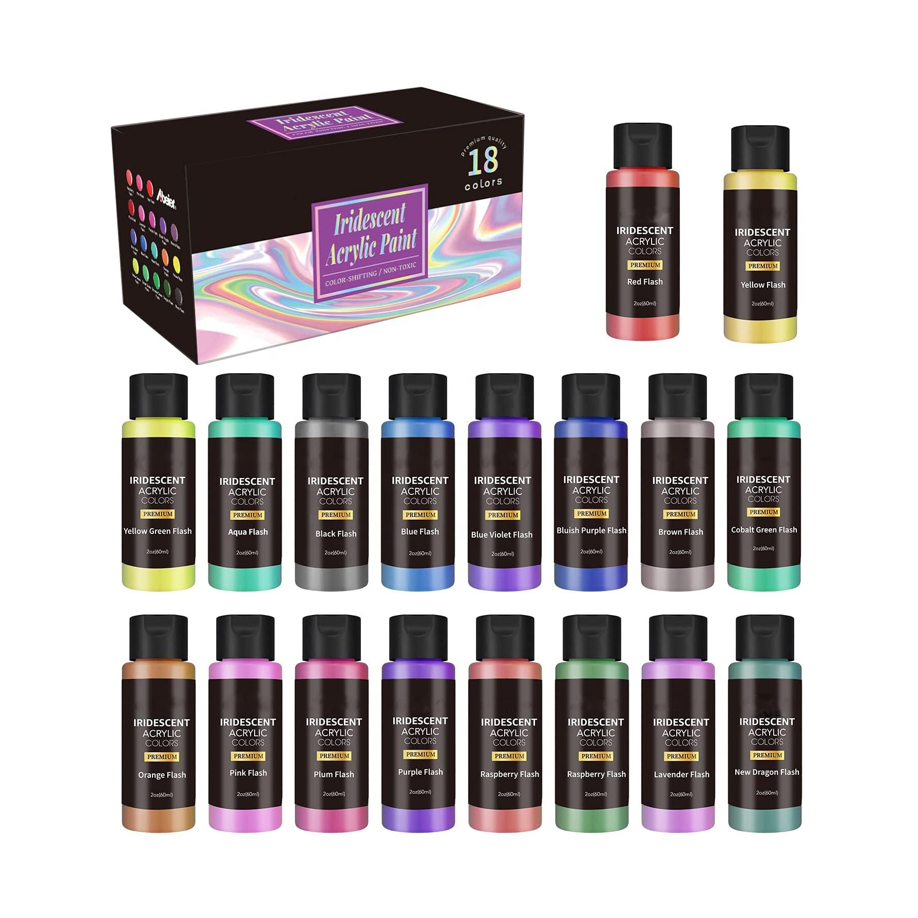 18colors acrylic paints sale 59ml in bottle for Painting Canvas, Wood, Clay, Fabric, Nail Art