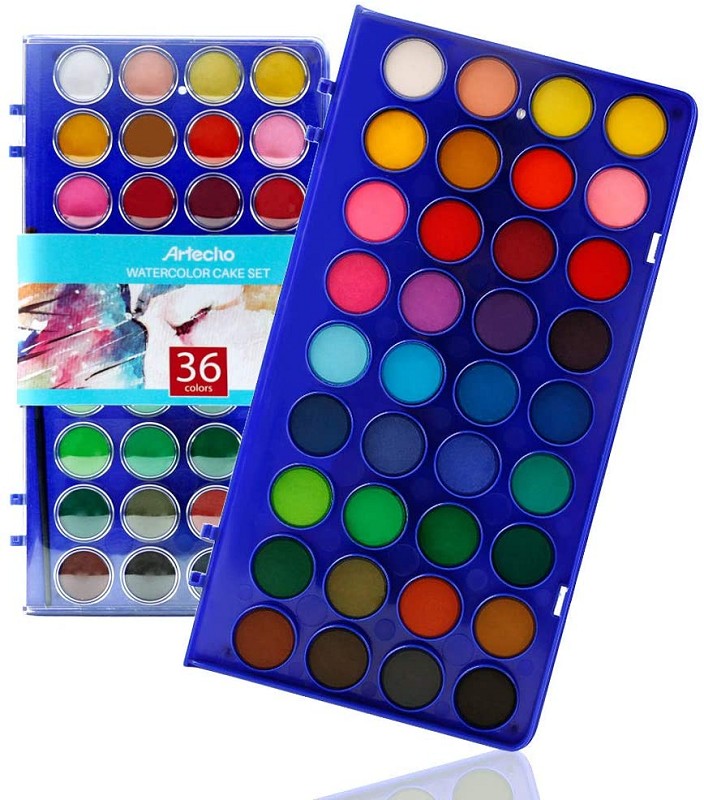 Watercolour Paint Set, 36Pretty Colors Watercolor Cake Set with Classic Paint Brush, Idea for Kids and Adult