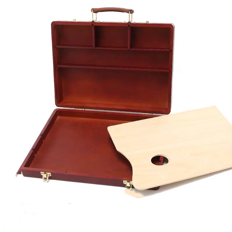 2020 Creative pine Wood Easel with Paint Box Oil Painting Rack Paint Tool Case