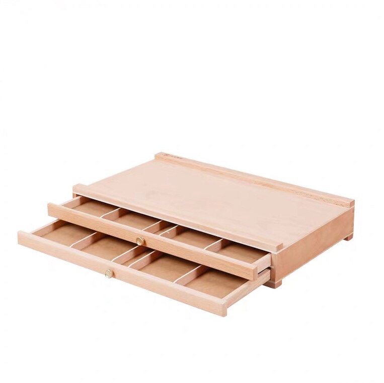 2020 Top selling Art supplier Laptop Three-Deck Artist Wooden storage box with drawer