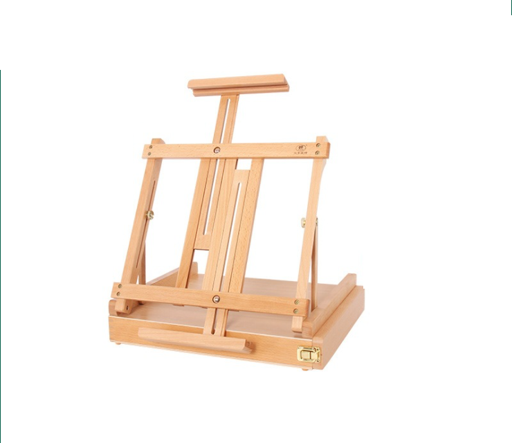2021 Art Supply portable Premium Beechwood Large Adjustable Wood Table Sketchbox Easel with a extra large storage box