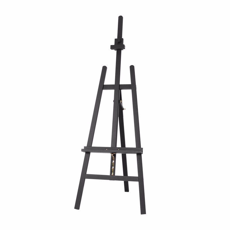2022 New Art supply Black Professional pine wood A-frame Lyre studio easel with rear leg support
