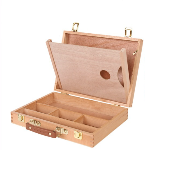 2022 Multi-Functional Wooden Artist Easel Drawing Painting Portable Storage Box with handle
