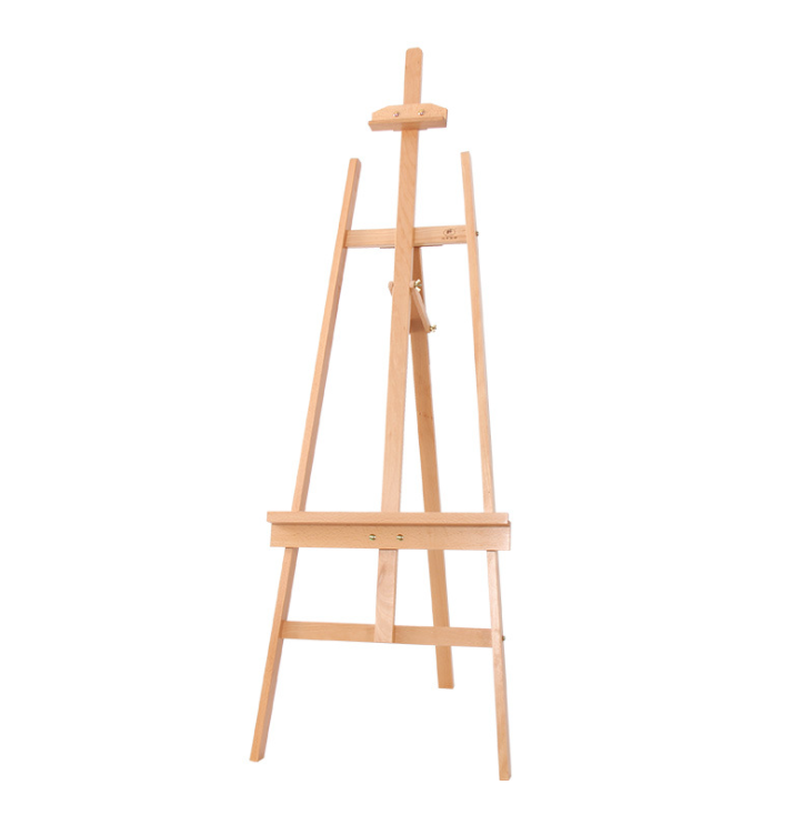 2022 Hot Selling Adjustable A-frame Beech Wooden Painting Easel with rear support