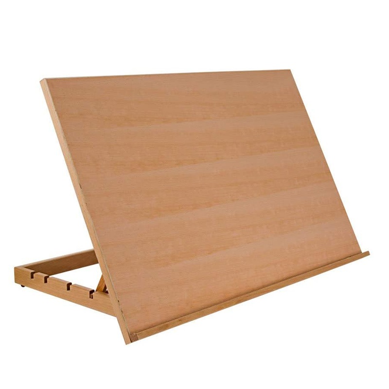 Natural Beechwood 5-Position Adjustable Wood Drafting Table Artist Drawing Board