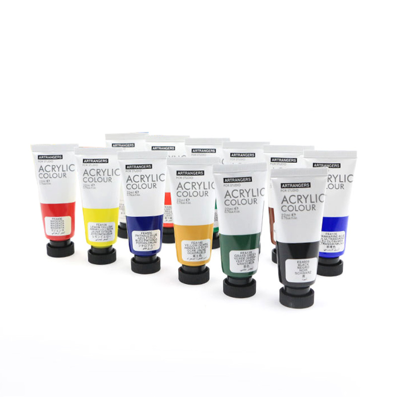 Professional Hot Selling Permanent 12 Colors 22ml Acrylic Paint Set for Drawing