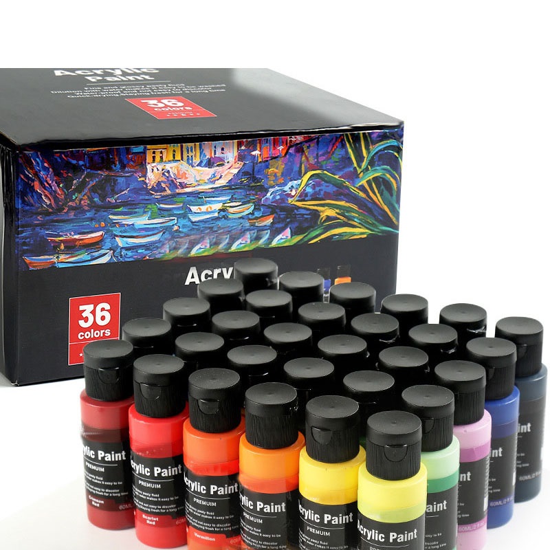 Non Toxic 36 Colors Acrylic Paint No Fading Rich Pigment 36 Colors Acrylic Paint Set for Adults Artists Canvas