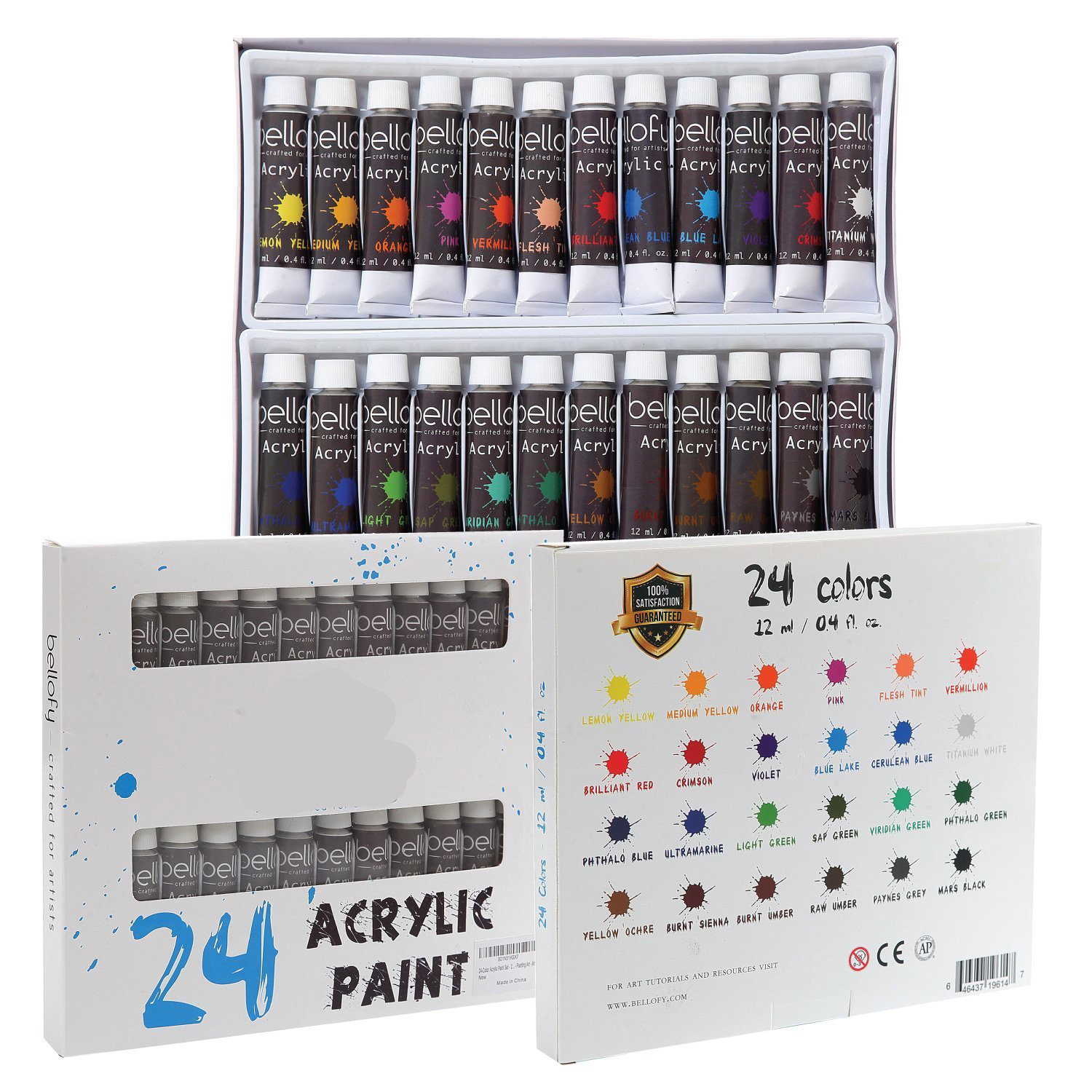 Vibrant colors 12ml 75ml 300ml acrylic paint colors for canvas glass paper and etc