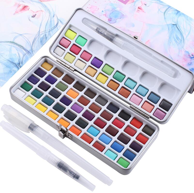 2020 Hot Selling New Design Rich Color 72 Colors Watercolor Paint Set With Paint Brush For Artist