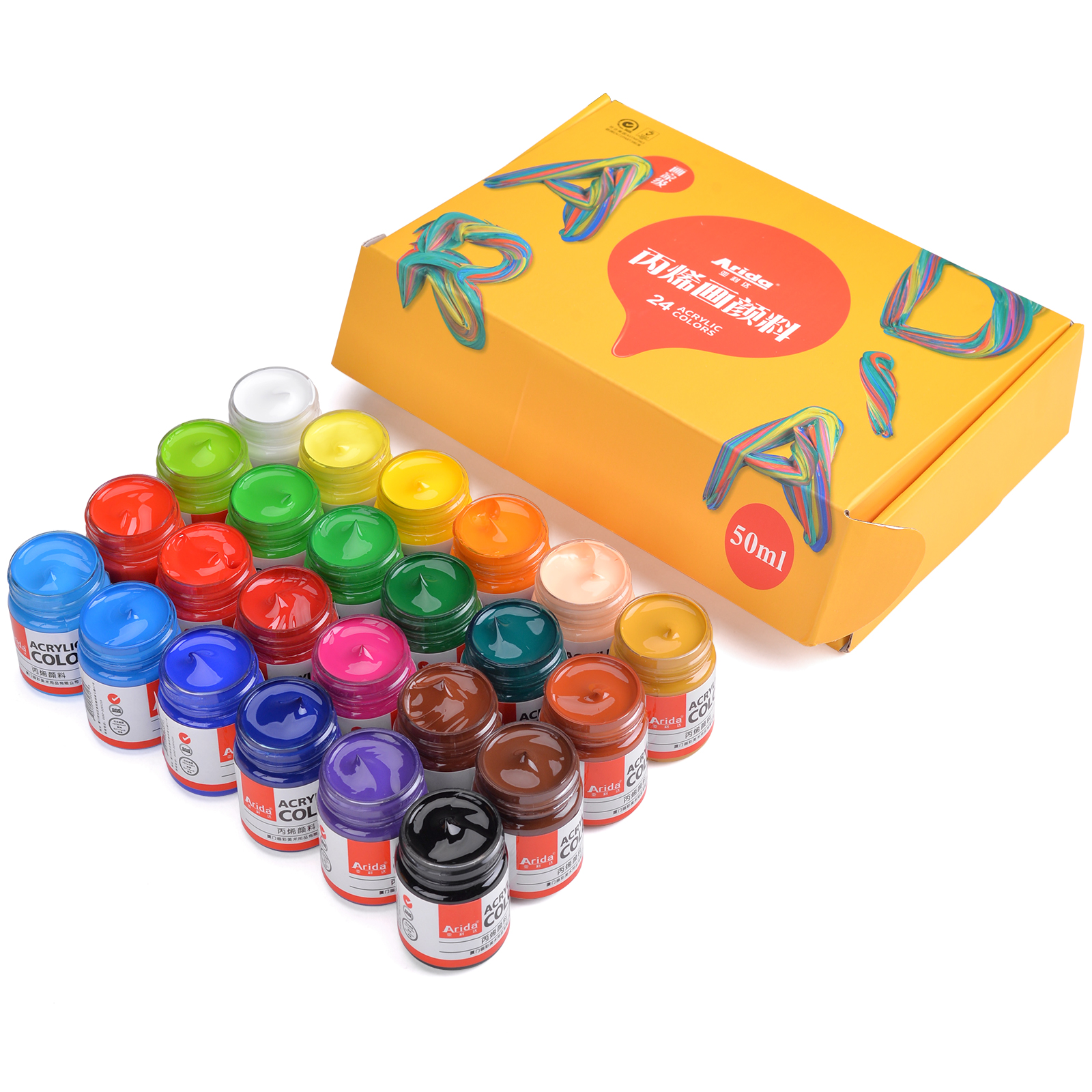 50 ML Bottle Package Acrylic Paint Set 24 Colours Used in Arts and Crafts