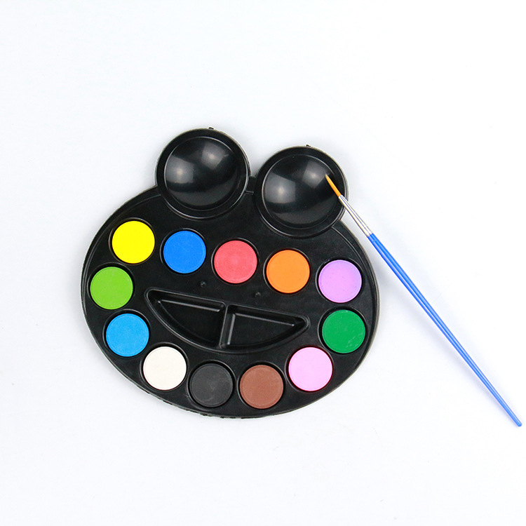 12 color water color paint set colors solid water color paint set with frog shape package