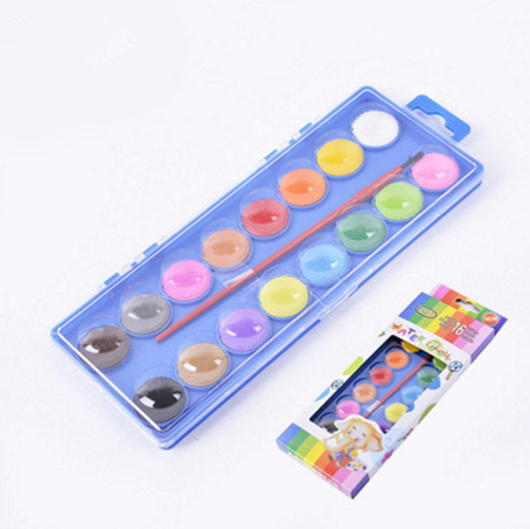 Factory Wholesale Solid Watercolor Gouache Paint 16 Color Children's Drawing Pigment Art Supplies Set