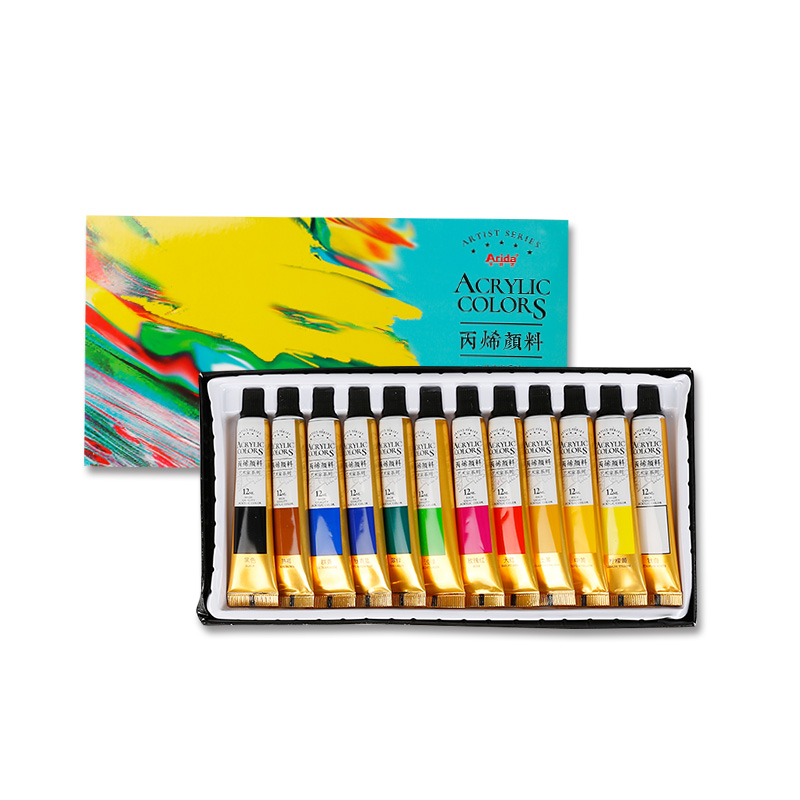 12 Color 12 ML Tube Package Acrylic Paint Set Used in Arts and Crafts