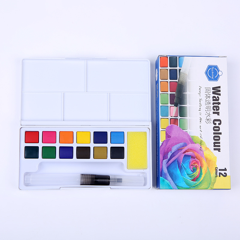 Transparent solid watercolor paint set 12/18/24/36 color for student painting art supplies