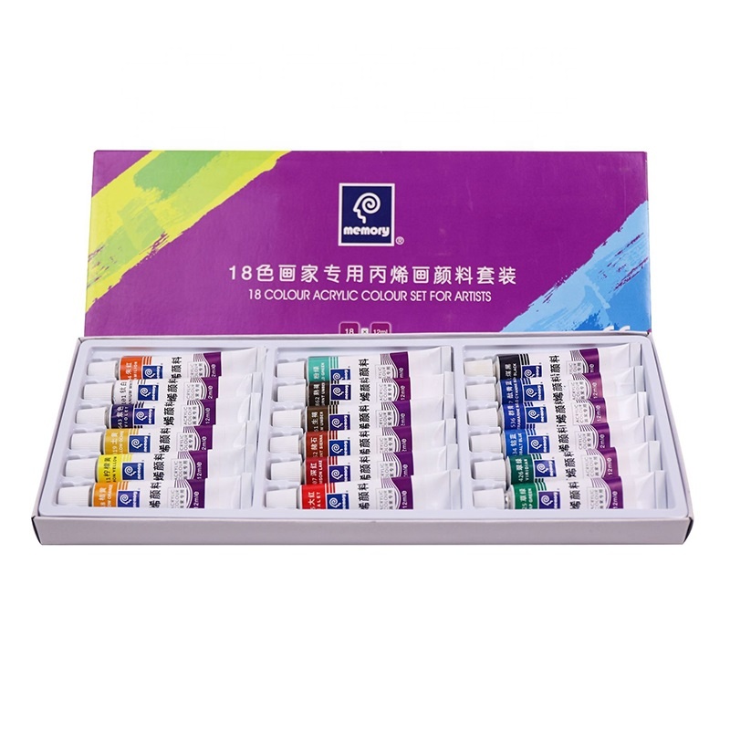 12/18/24colors 12ML High Quality Professional Acrylic Paint Color Set with Aluminium Tubes for Kids & Adults Art Painting