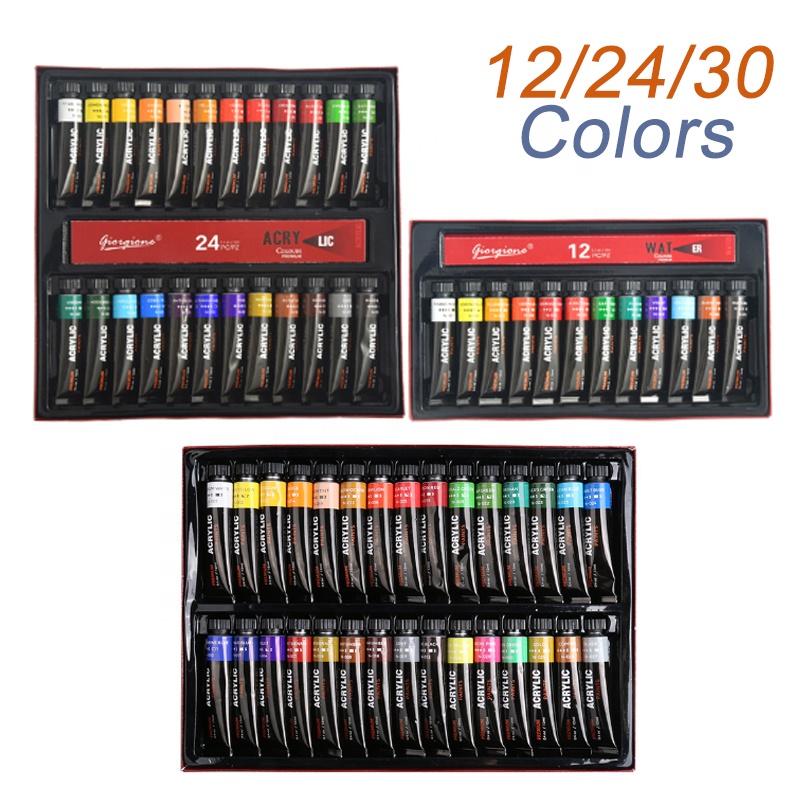 12/24/30colors Premium Acrylic Paint Set Rich Pigment Non-Fading Non-Toxic Paints for Artist Hobby Canvas Painting