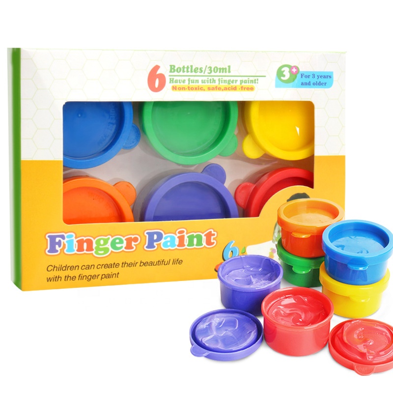6colors 30ml Children Finger Paint Set Easy Wash Safe Non-Toxic on Canvas Art Paint Kindergarten Graffiti Paint Color