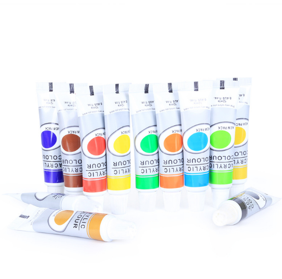 Non-toxic amazon hot sales 12 ml acrylic paint 12 colors aluminum plastic tube drawing artist paints