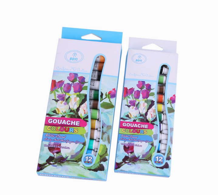 12 ml 12 colors aluminum tube gouache color paint gouache pigment set formaldehyde free for artist and kids