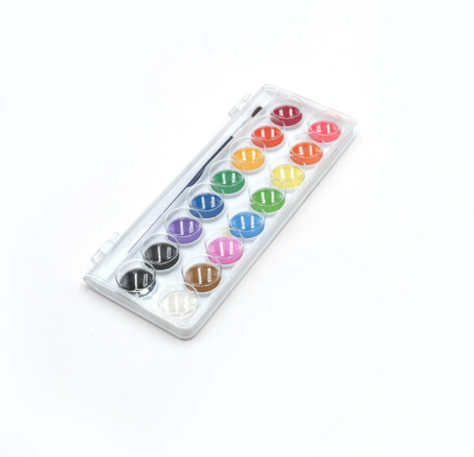 Artist paint 16 colors watercolor pan set water color cake paintbrush water cakes palette lid case easy to blend colors