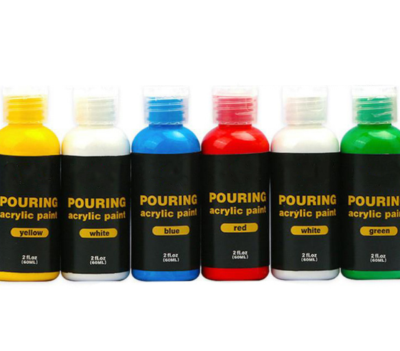 Pouring acrylic paint 12 colors pre-mixed high flow & ready to pour 60 ml bottles multi-purpose paints for canvas & paper rocks