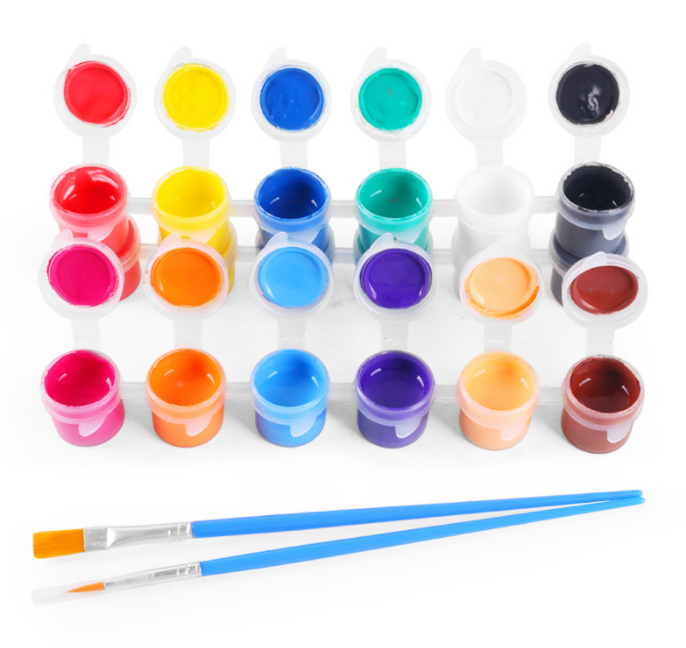 Non toxic art painting drawing acrylic paint 6 spot strip 5ml 12 colors with 2 brushes for kids coloring