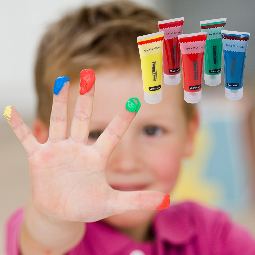 Wholesale liquid acrylic paints washable and safety finger paint 75ml 12 colors personalised art sets material set DIY for kids