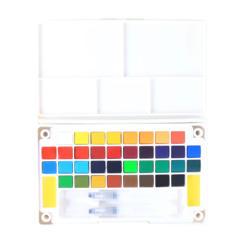 Solid Watercolor set comes in 48 premium colors and comes with watercolor paper for artists to sketch