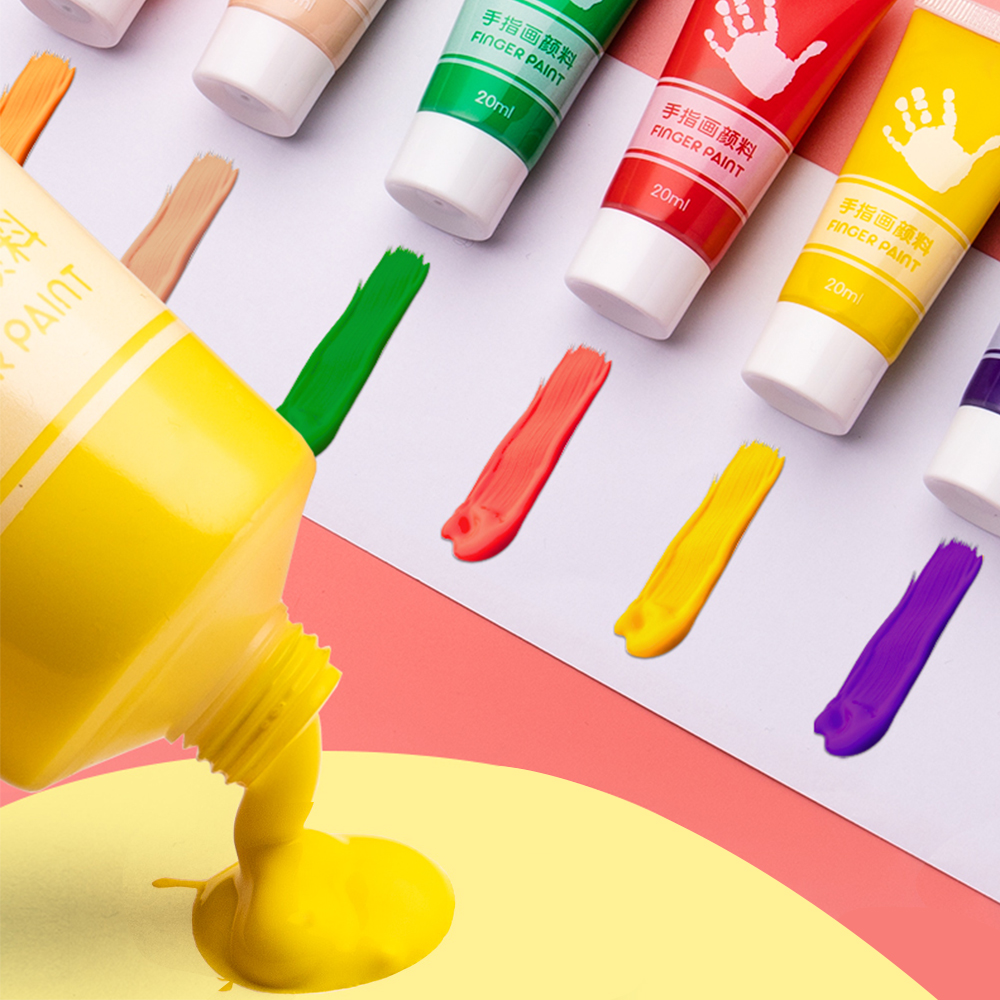 Hot selling best gift kids craft finger paints with 20ml 24colors Non toxic DIY washable Tempera finger paint for children