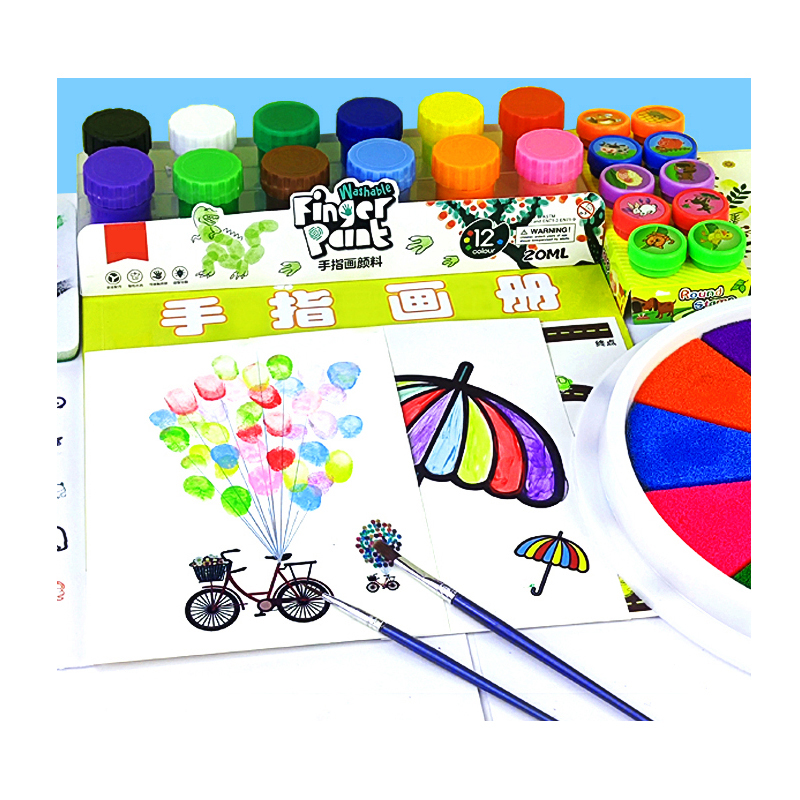 Non-toxic Kids paint 12-color finger paint daub seal set for kids