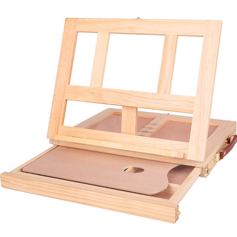 Falling in Art Beechwood Tabletop Easel Set with 12 Tubes Acrylic Paints 24 Pieces Artist Acrylic Painting Set Tools Kit
