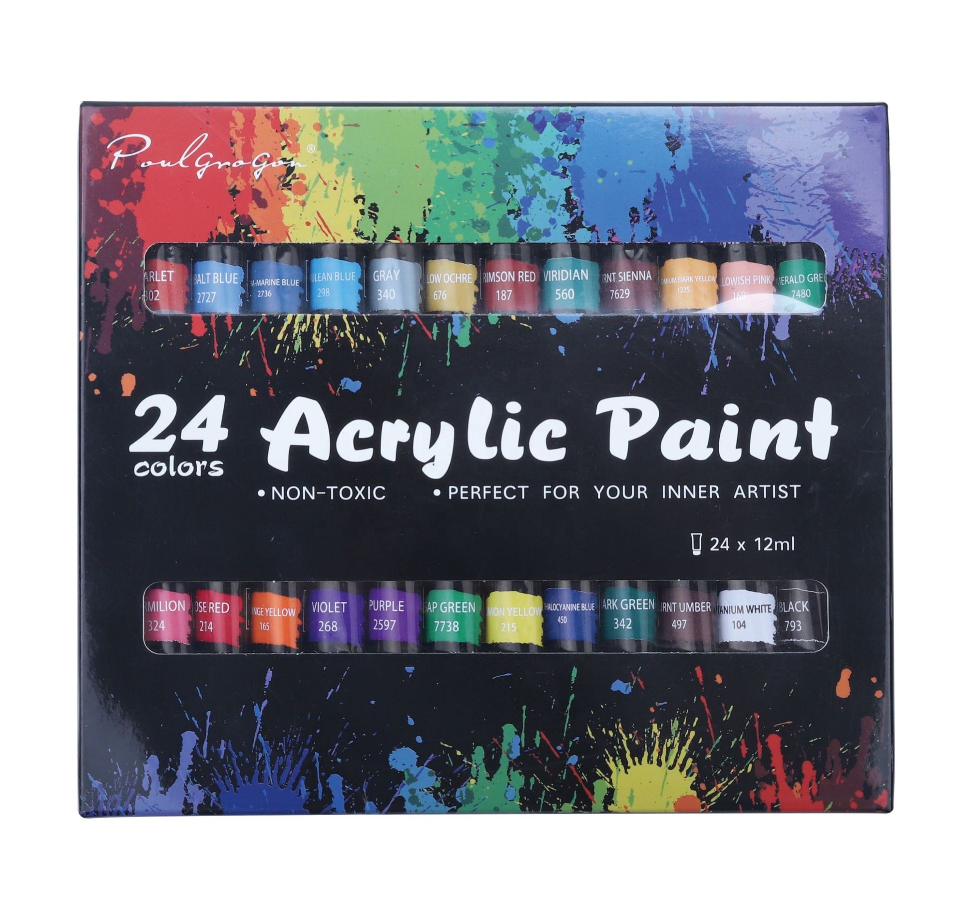 2021 Amazon hot-selling non-toxic 24 colors 12 ml acrylic paint set with Aluminum tube for art painting canvas