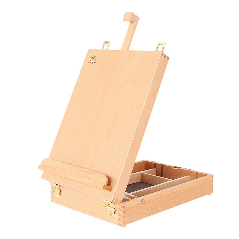 Creative Beech Wood Easel With Paint Box Oil Painting Rack Paint Tool Case