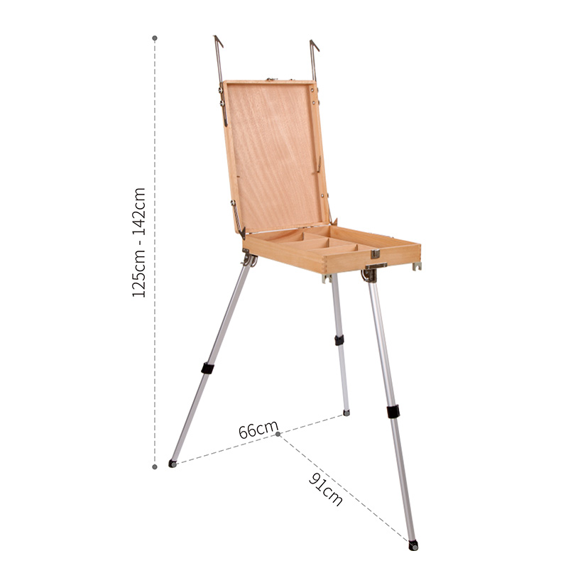 High Quality Portable Aluminium Legs Beech Wood Adjustable Sketching Box Easel