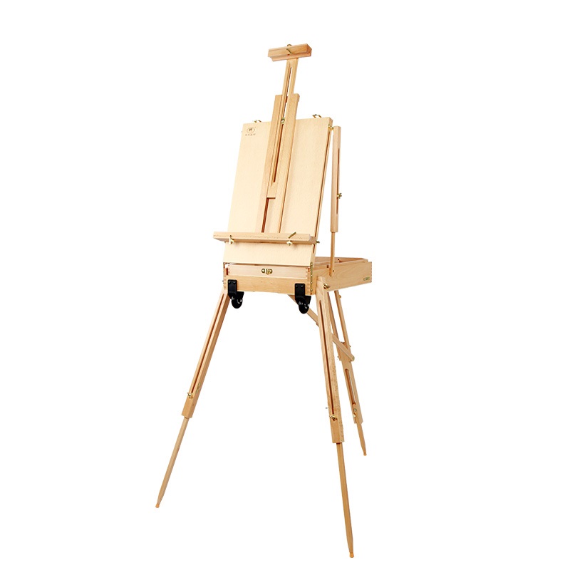 Rolling Mobile Wooden French Art Artist Easel Portable Sketch Drawing Box Easel with Wheel HX-3E