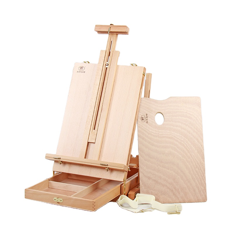French Easel Box Beech Wooden Tripod Art Easel Portable Sketch Drawing Box Artist Painting Foldable HX-3