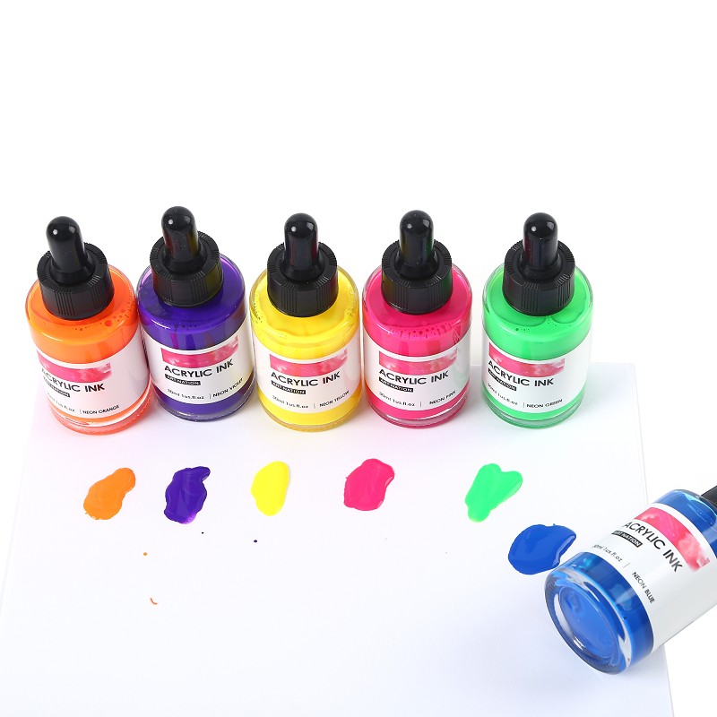 ART NATION Acrylic Ink neon colors 6*30ml( Glass Bottle)