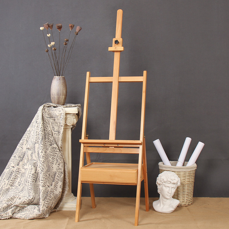 Top Level Easel Box Beech Walnut Solid Wood Studio Easel Stand Artists Folding Easel for Outdoor