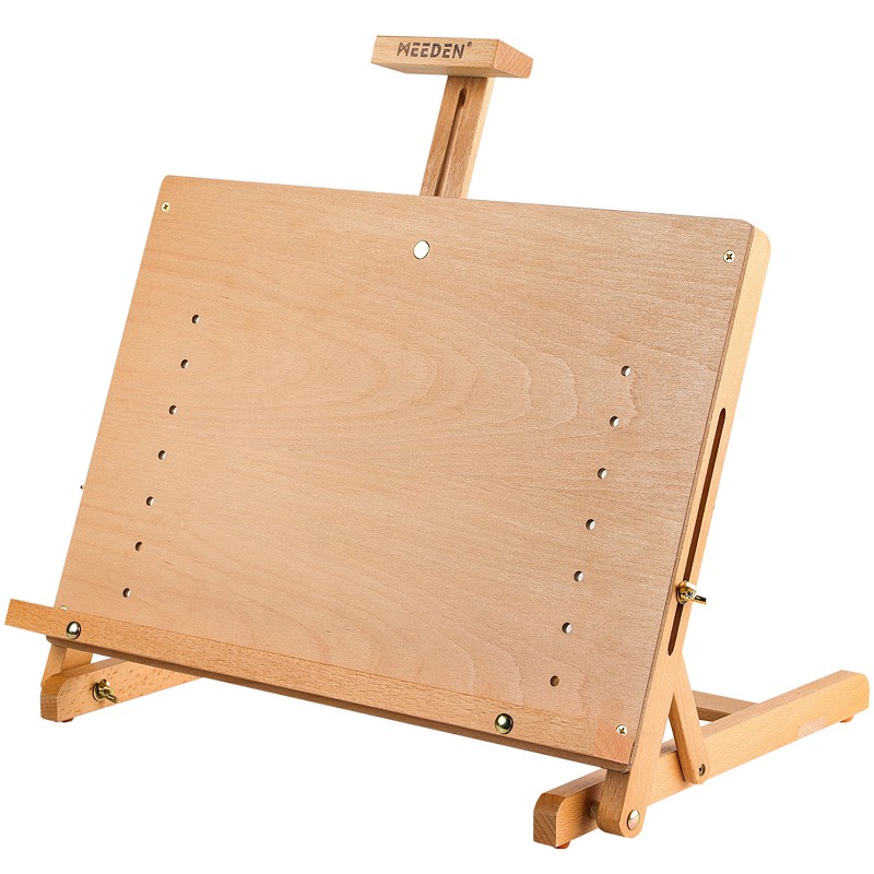 Wooden Tabletop Drawing Board Easel, Solid Beech H-Frame Adjustable Easel Artist Drawing & Sketching Board
