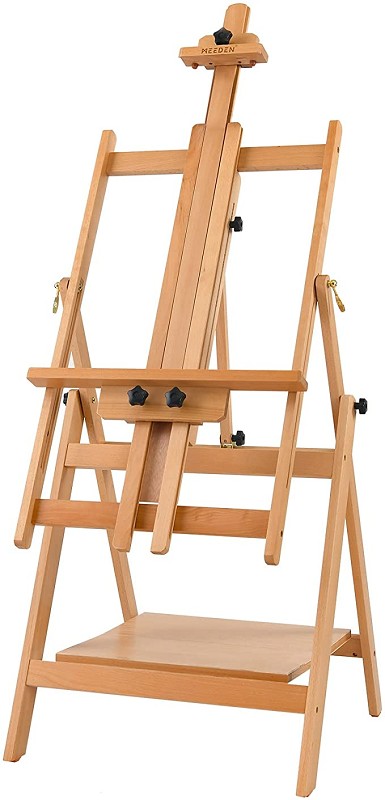 Large Studio floor Easel Convertible Artist H-Frame Floor Easel, Adjustable Tilts Flat Wooden Artist Easel, Multi-Purpos