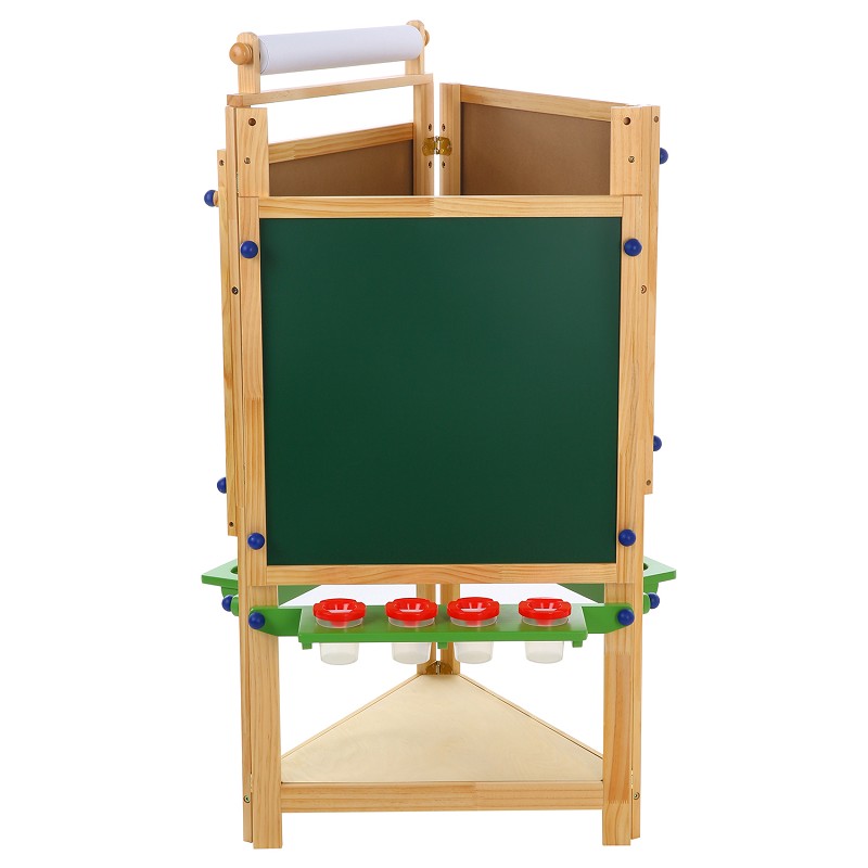 Kids Art wooden Easel Tri-sided Toddler Easel w/Blackboard, Whiteboard& Chalkboard,1 Paper Roll Art Supplies 86 in 1