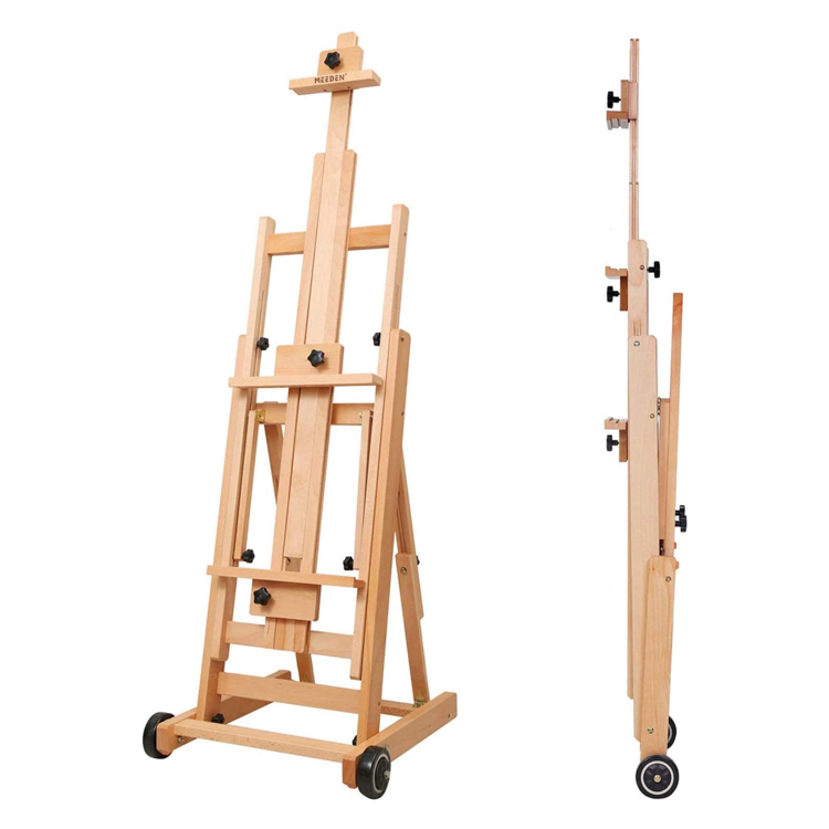Versatile Studio H-Frame Easel All Media Adjustable Beech Wood Studio Easel, Painting Floor Easel Stand