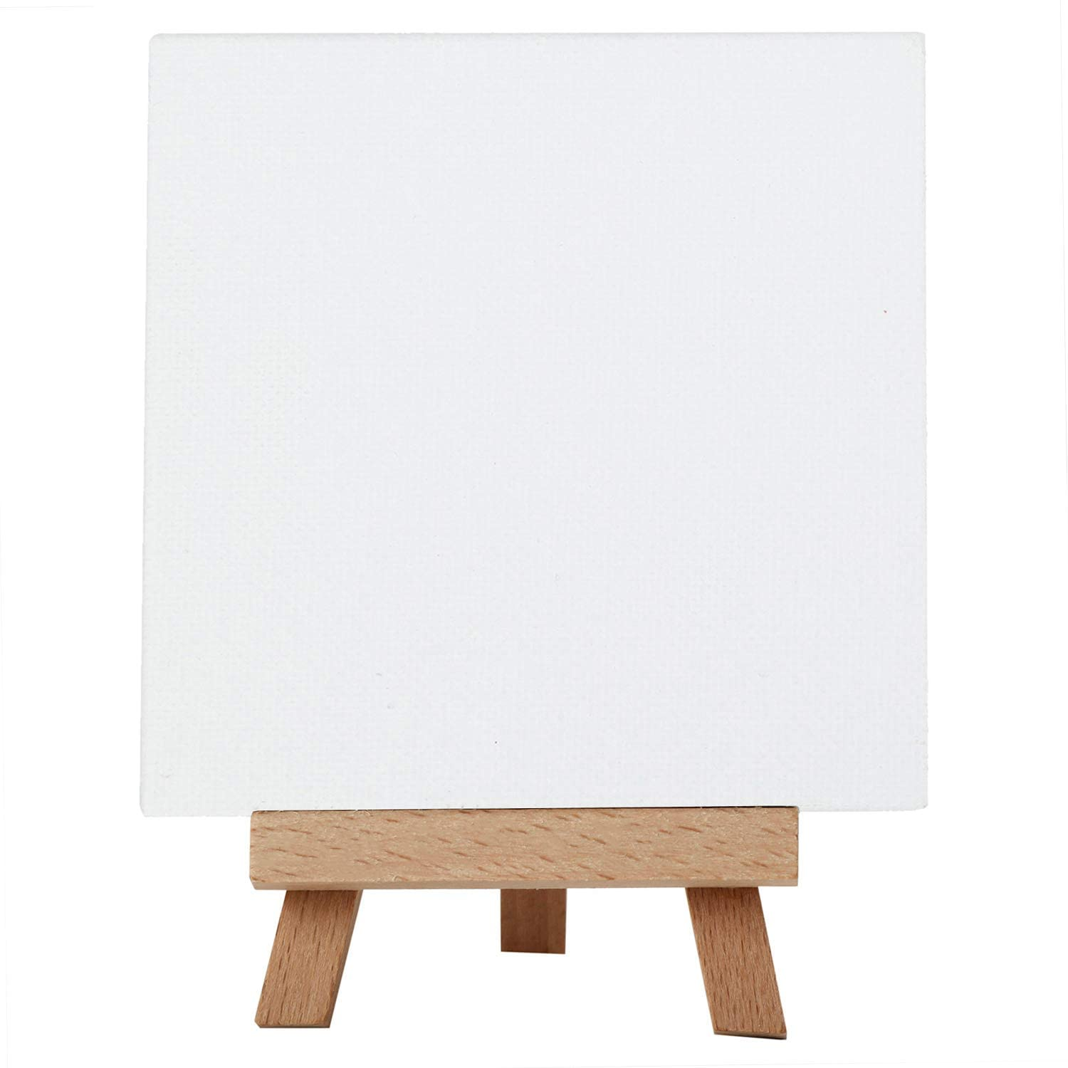 24Pack 4 by 4 Inch Mini Canvas Panels Combined with 3 by 5 Inch Beech Wood Easels Set for Paintings Craft