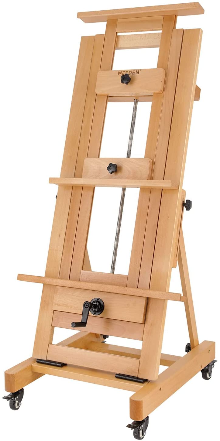 Deluxe Rocker Crank Artist Easel Heavy Duty Art Floor Easel Inclinable Studio Easel Holds Canvas Art Up to 76.7