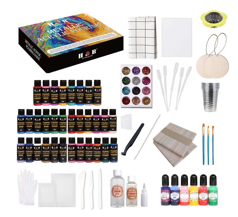 Professional kid DIY 134pcs artist pour paint acrylic